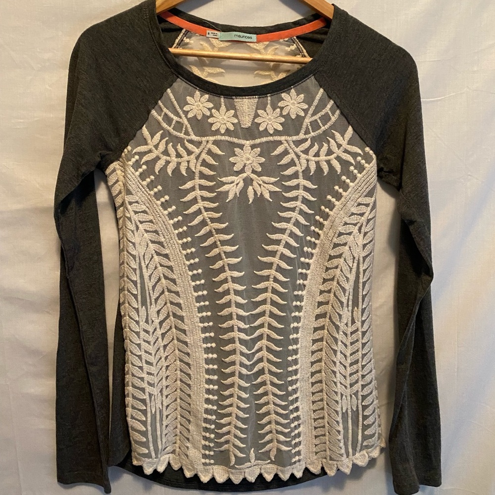 Small Embroidered Lace Baseball Tee